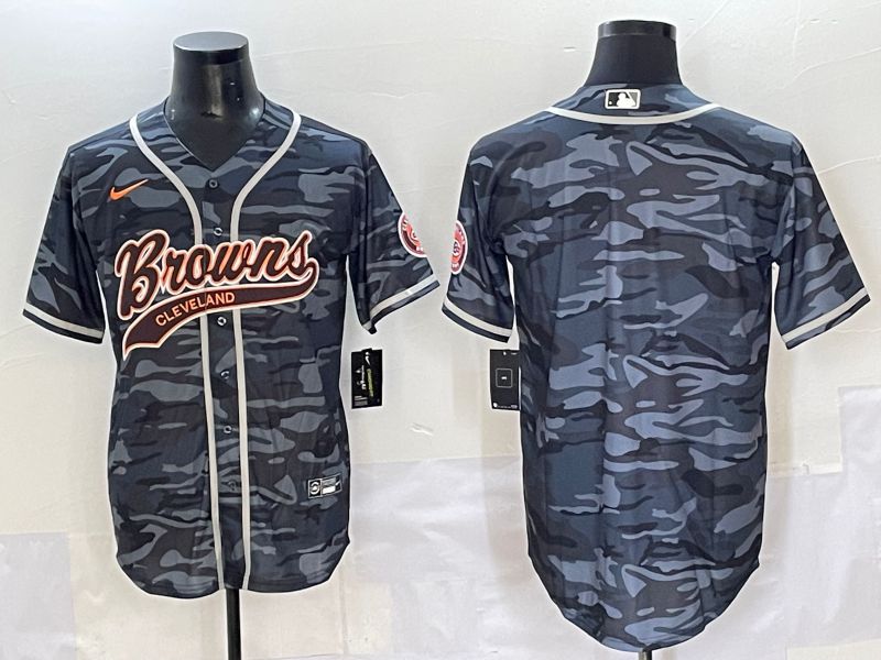 Men 2025 Cleveland Browns Blank Camo Joint Name Nike Limited NFL Jersey style 1